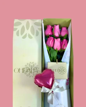 Caja 6 rosas rosado