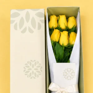Caja de 06 rosas amarillas